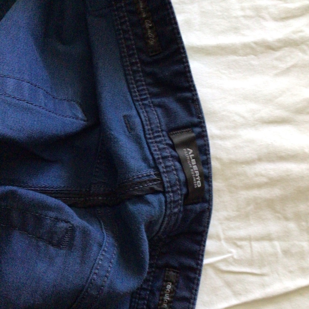Alberto Premium Business Dress Jeans Pipe Overdyed Blue Regular Slim Fit 38/34 - Picture 8 of 8